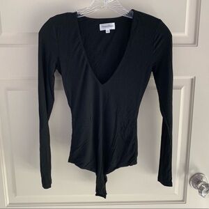 Privacy Please black deep v-neck bodysuit